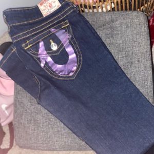 True religion with Purple logos on pockets